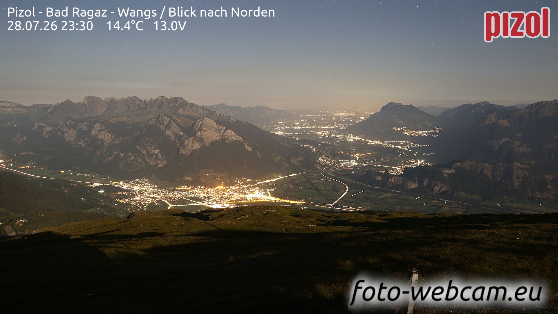 Pfäfers: Pizol - Bad Ragaz - Wangs - Blick nach Norden