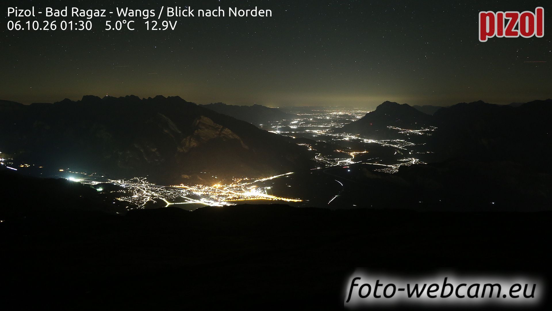 Pfäfers › Norden: Pizol - Bad Ragaz - Wangs - Blick nach Norden
