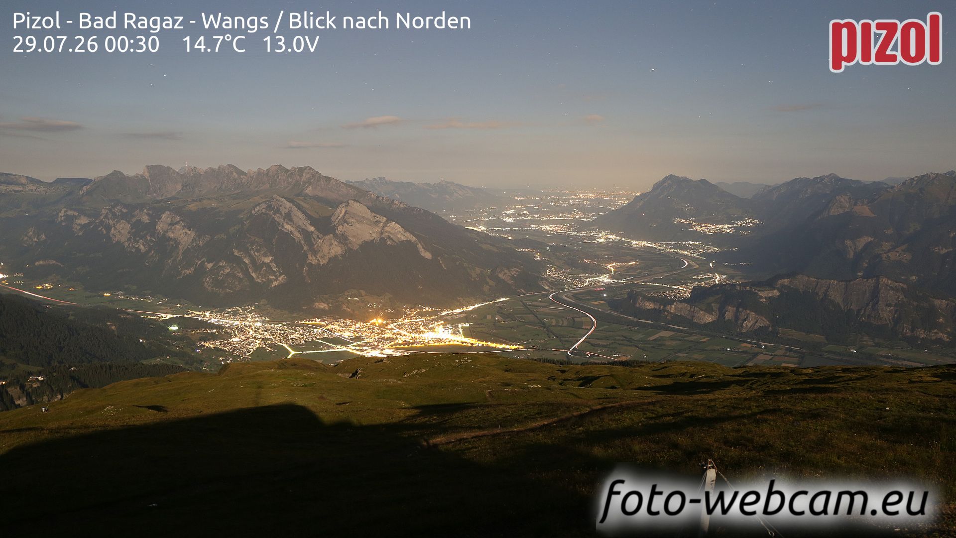 Pfäfers: Pizol - Bad Ragaz - Wangs - Blick nach Norden
