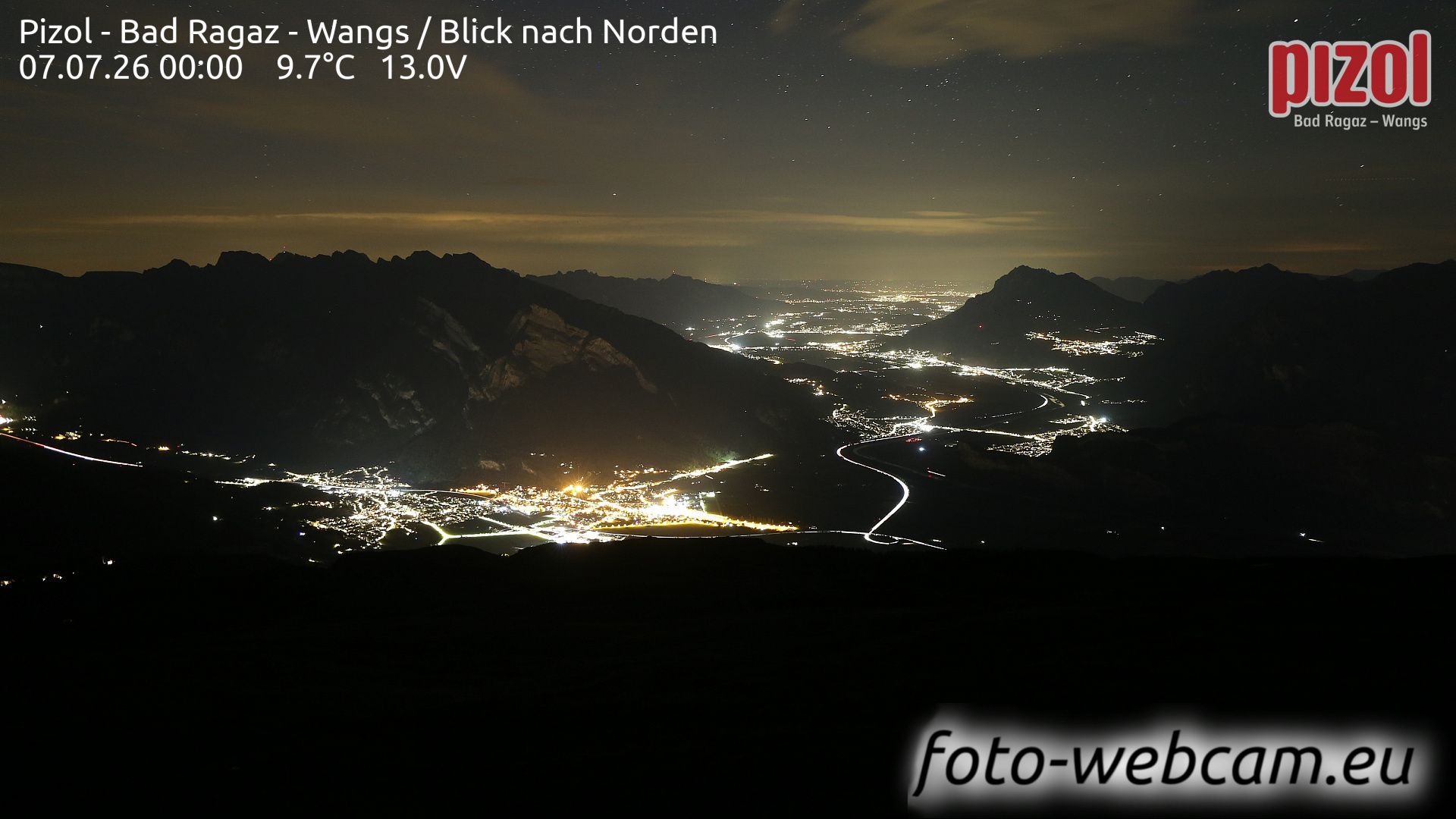 Pfäfers: Pizol - Bad Ragaz - Wangs - Blick nach Norden