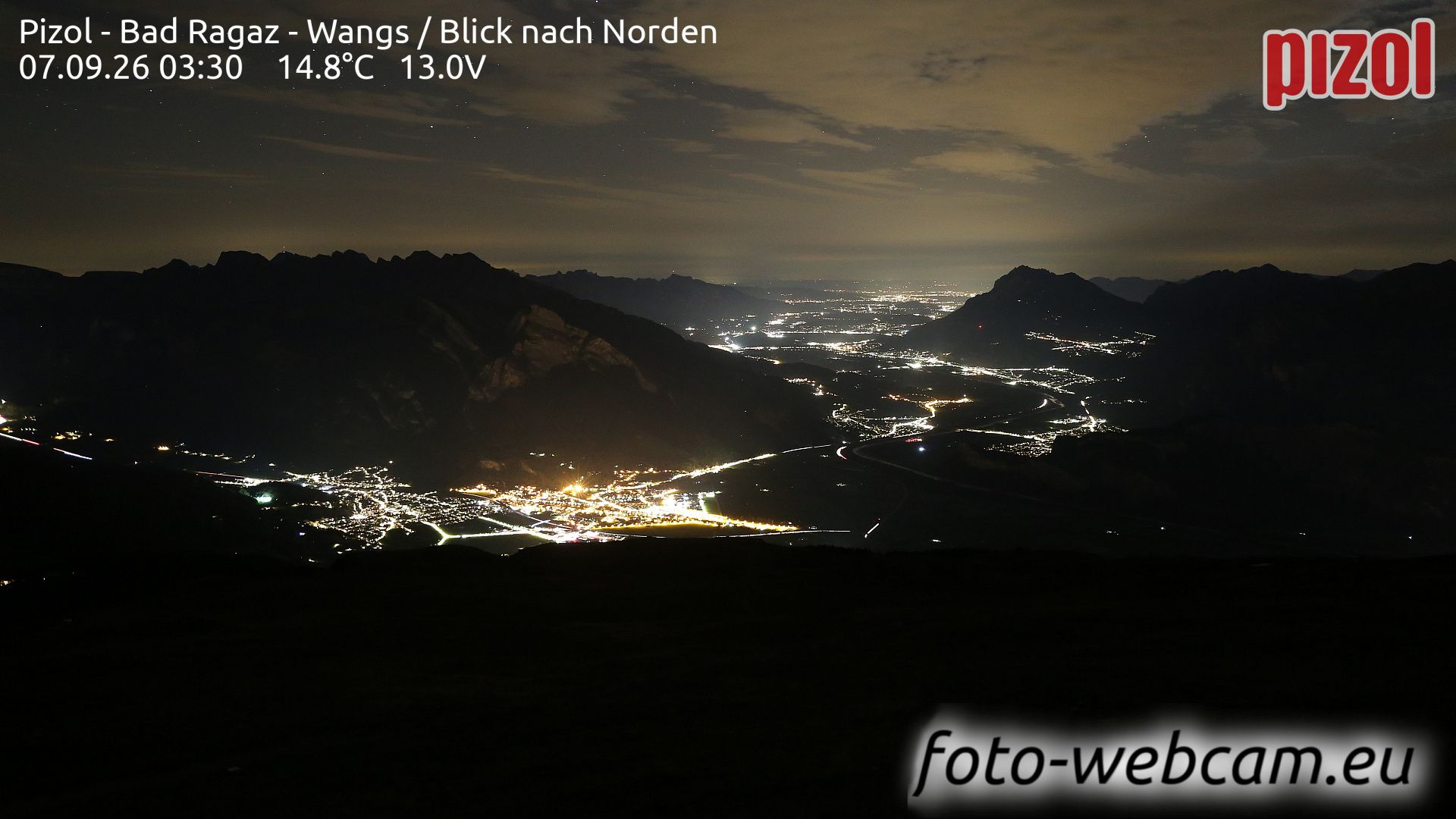 Pfäfers › Norden: Pizol - Bad Ragaz - Wangs - Blick nach Norden
