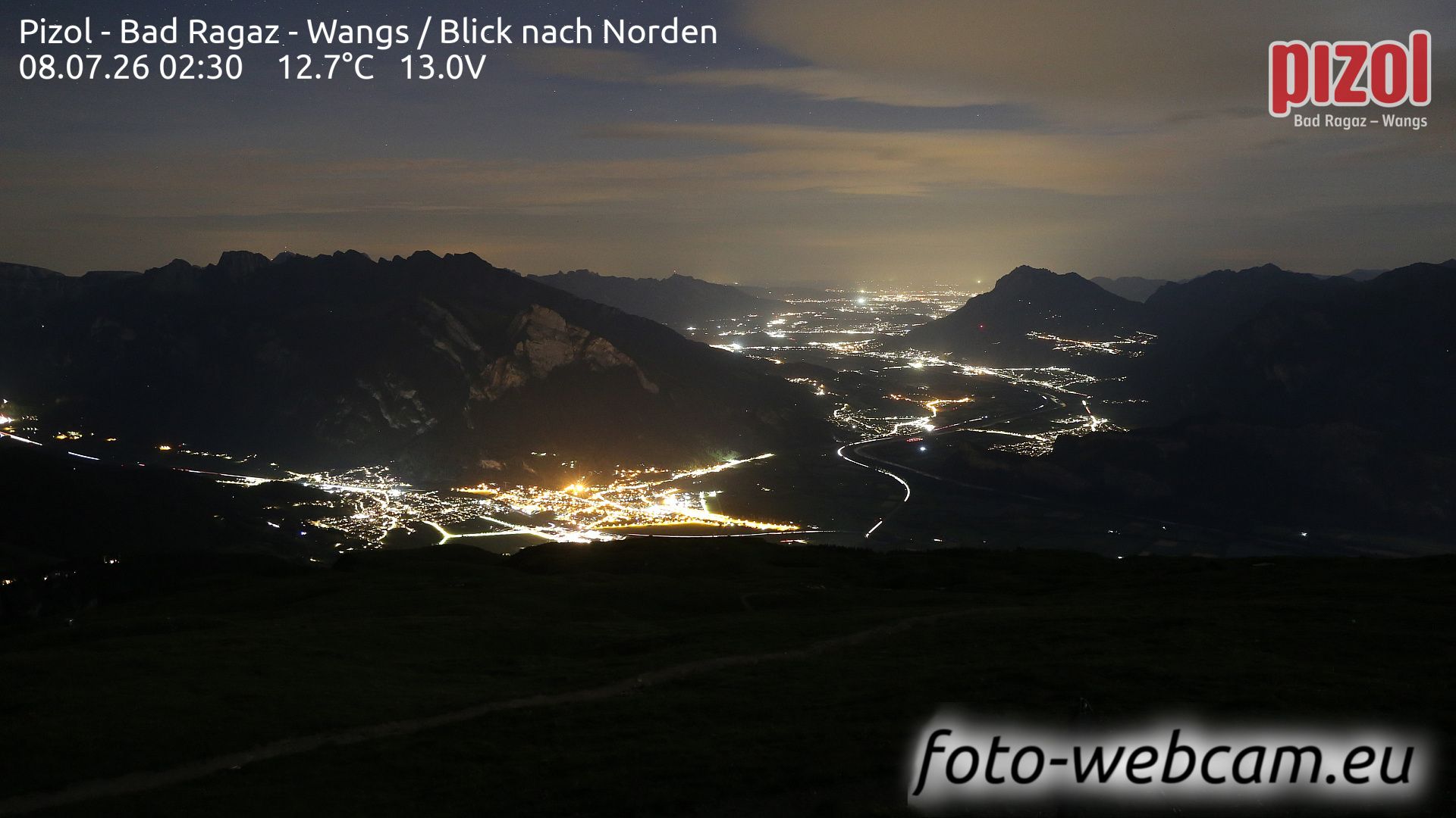 Pfäfers: Pizol - Bad Ragaz - Wangs - Blick nach Norden