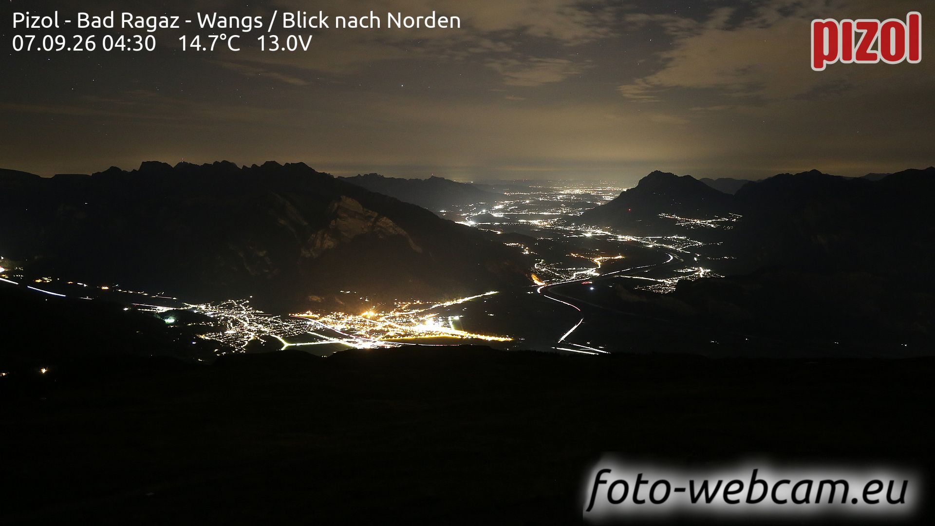 Pfäfers › Norden: Pizol - Bad Ragaz - Wangs - Blick nach Norden