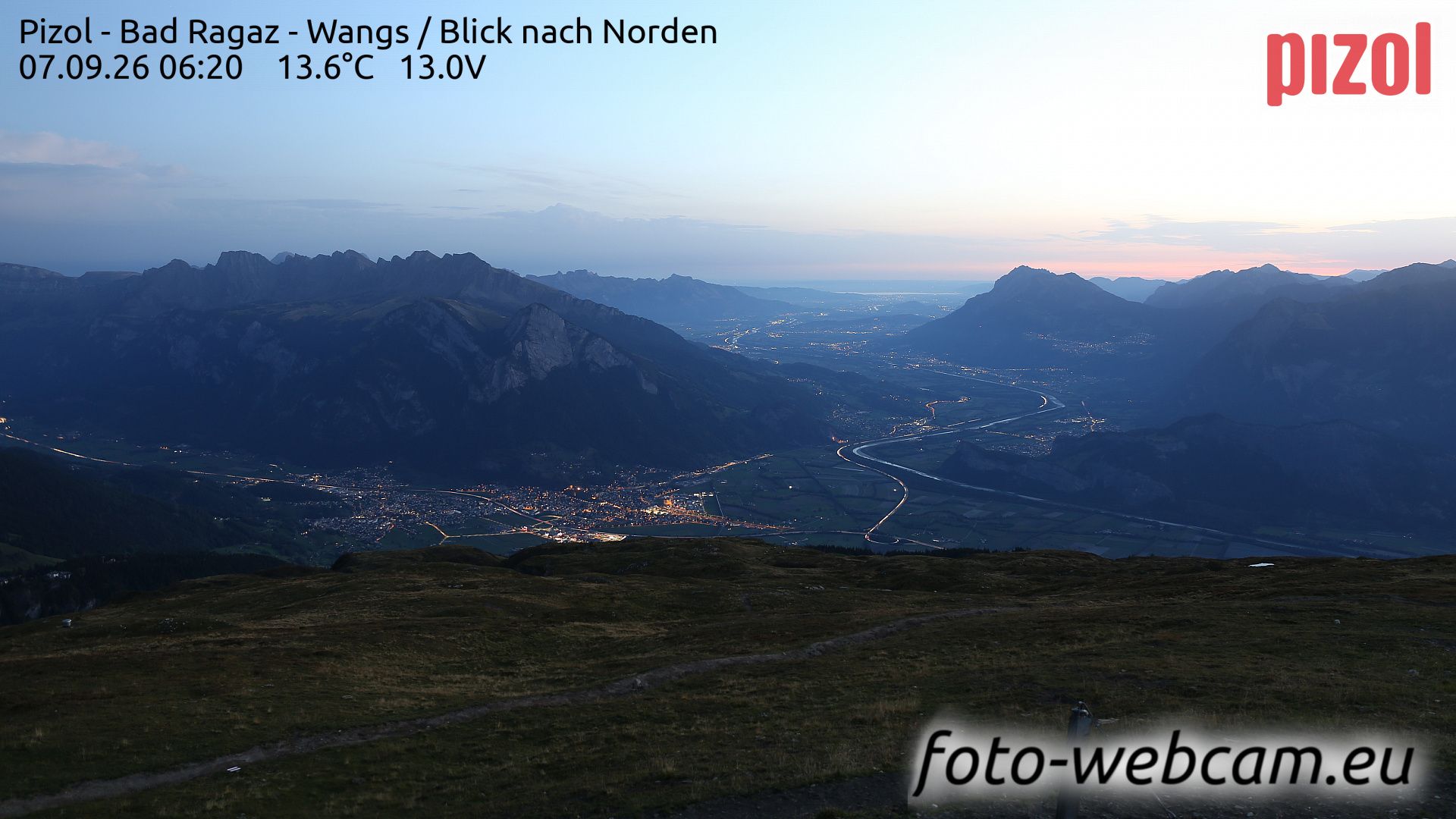 Pfäfers › Norden: Pizol - Bad Ragaz - Wangs - Blick nach Norden