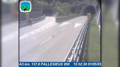 Preview delle webcam di Pre-Saint-Didier: A5 km. 137,6 PALLESIEUX 850