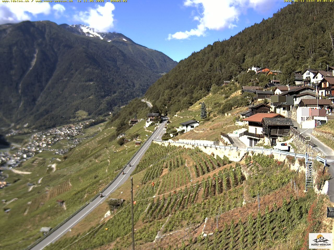 Ravoire › Westen: Vue sur la route du Col de la Forclaz sur Martigny Valais Suisse.- France