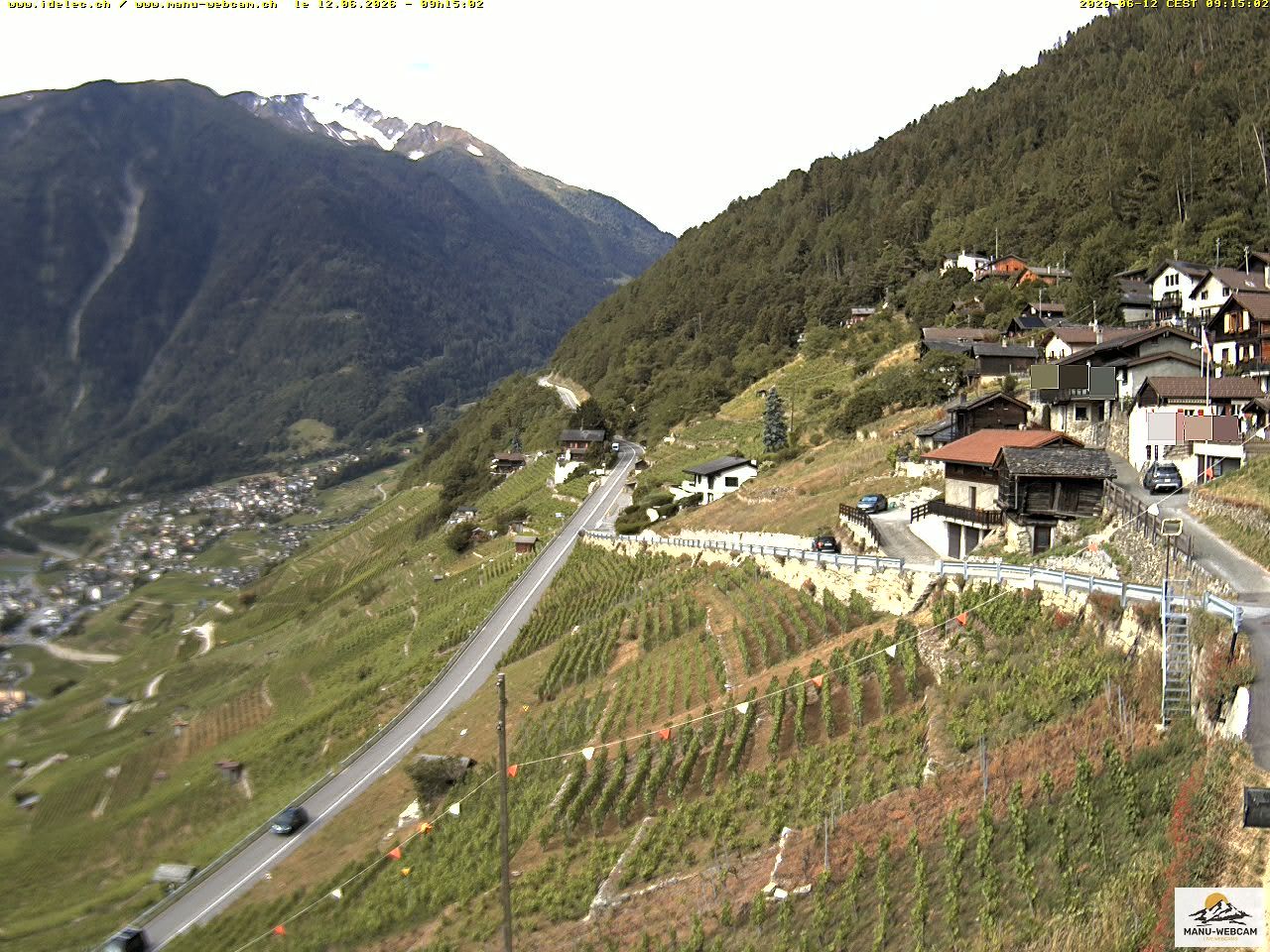 Ravoire › Westen: Vue sur la route du Col de la Forclaz sur Martigny Valais Suisse.- France