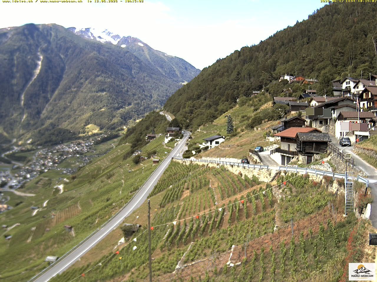 Ravoire › Westen: Vue sur la route du Col de la Forclaz sur Martigny Valais Suisse.- France