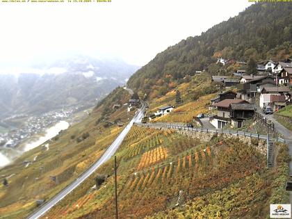 Ravoire: Vue sur la route du Col de la Forclaz sur Martigny - France