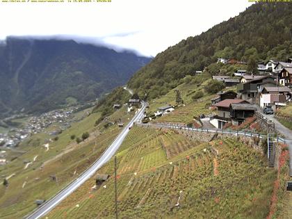 Ravoire: Vue sur la route du Col de la Forclaz sur Martigny - France