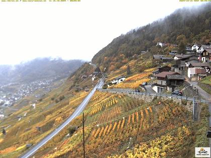 Ravoire: Vue sur la route du Col de la Forclaz sur Martigny - France