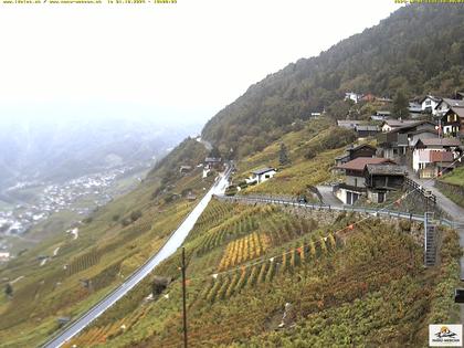 Ravoire: Vue sur la route du Col de la Forclaz sur Martigny - France