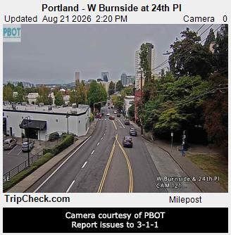 Traffic Cam Portland: W Burnside at 24th Pl