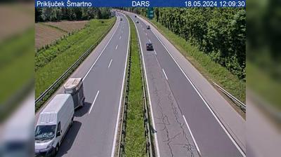 Zadnja slika ob 12h: Avtocesta Karavanke - Ljubljana, priključek Šmartno
