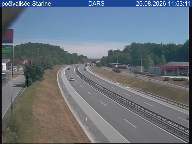 Traffic Cam Sempeter-Vrtojba: A2/E70, Karavanke - Obrežje, počivališče Starine