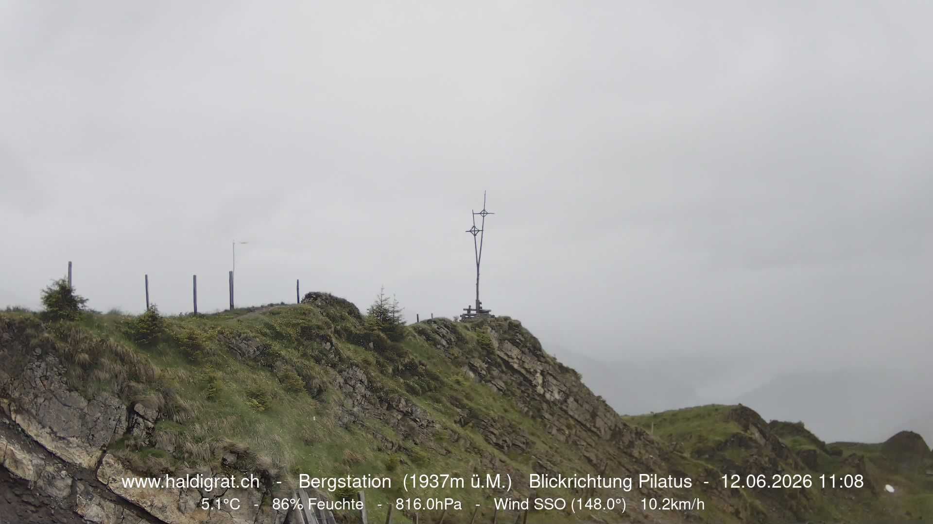 Wolfenschiessen: Bergstation Haldigrat (1937m) Blickrichtung West - Pilatus