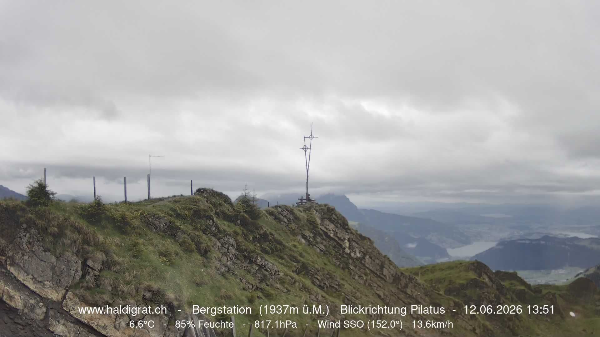 Wolfenschiessen: Bergstation Haldigrat (1937m) Blickrichtung West - Pilatus