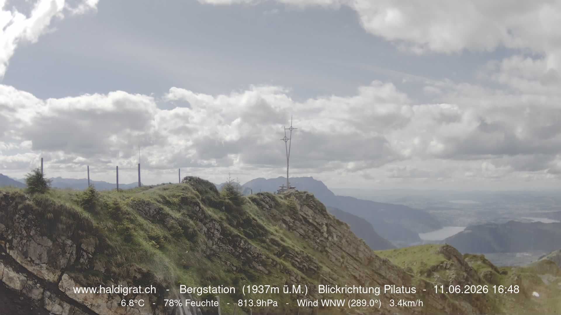 Wolfenschiessen: Bergstation Haldigrat (1937m) Blickrichtung West - Pilatus