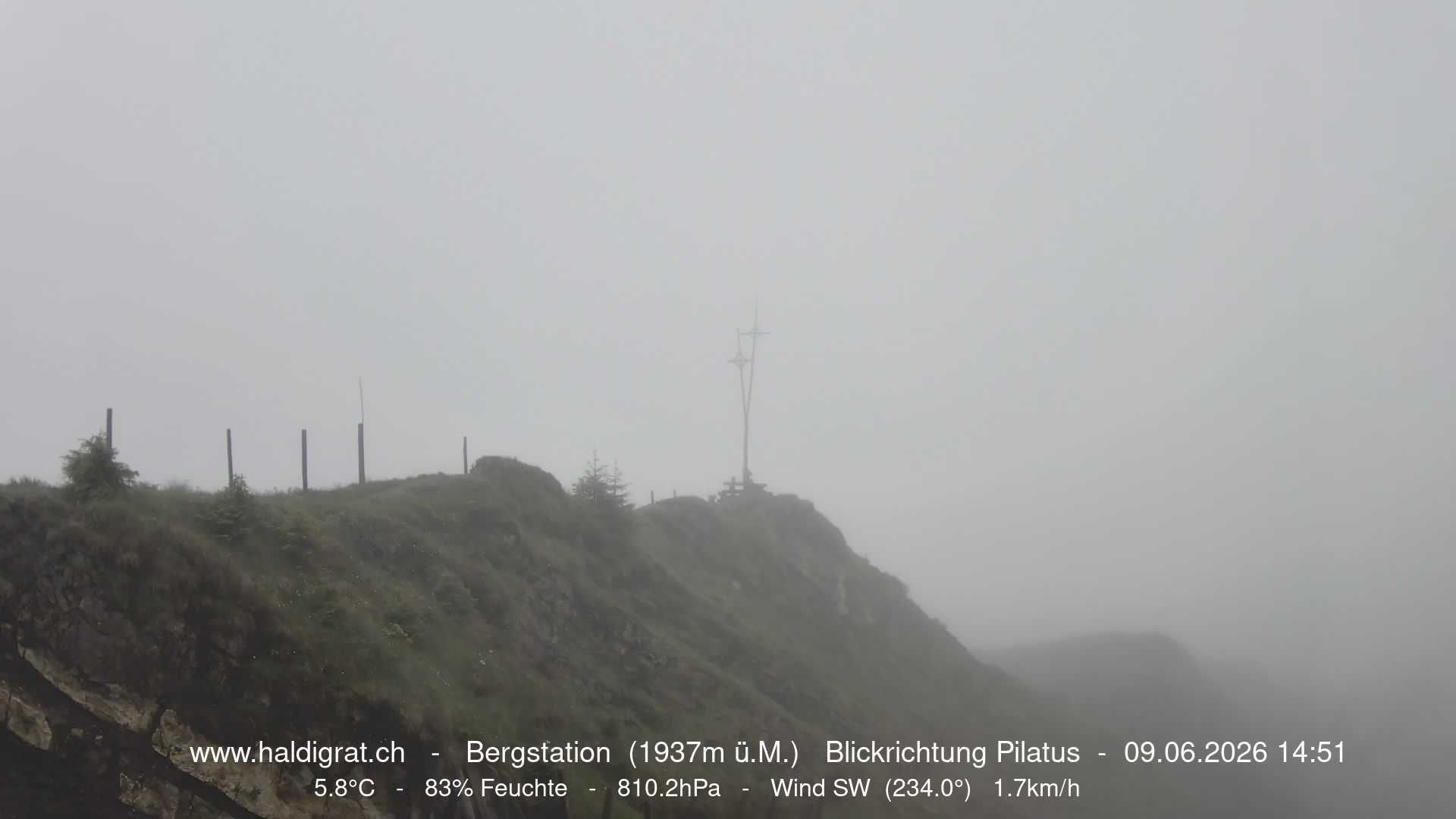 Wolfenschiessen: Bergstation Haldigrat (1937m) Blickrichtung West - Pilatus