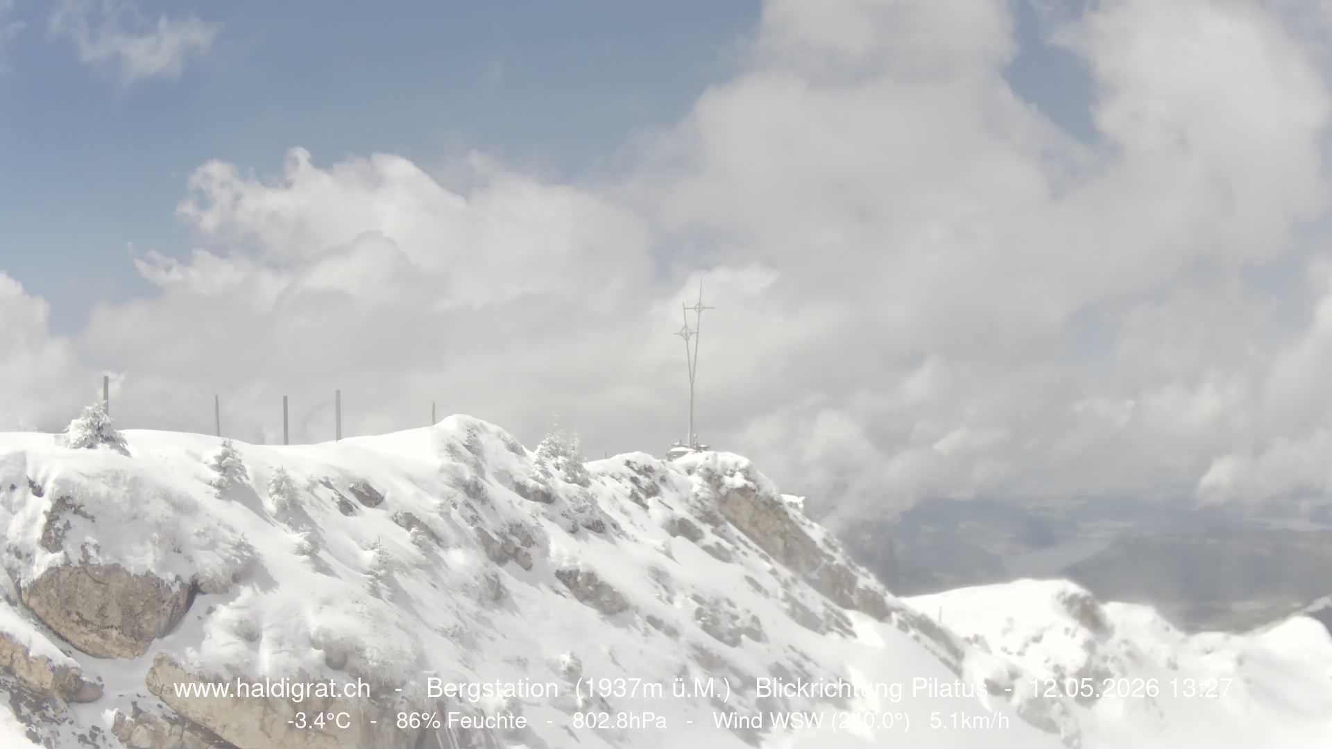 Wolfenschiessen: Bergstation Haldigrat (1937m) Blickrichtung West - Pilatus