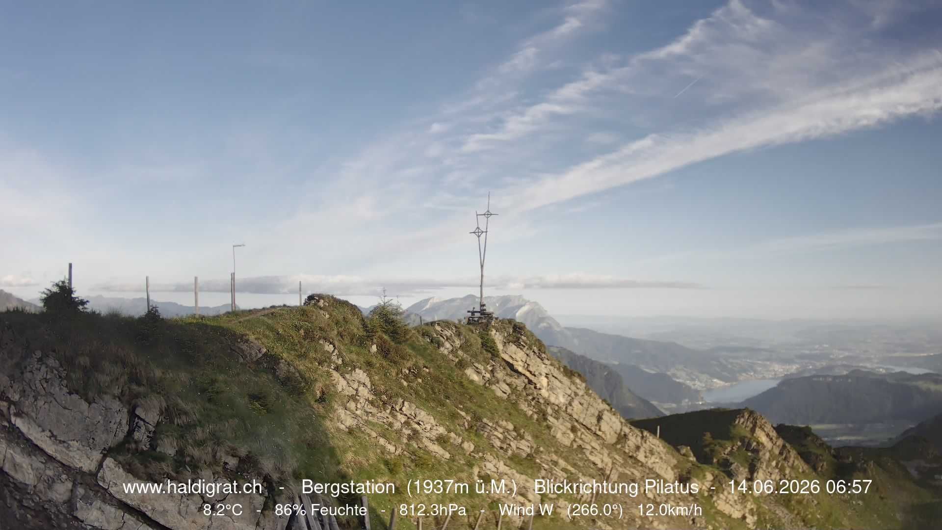 Wolfenschiessen: Bergstation Haldigrat (1937m) Blickrichtung West - Pilatus