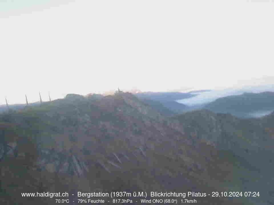 Wolfenschiessen: Bergstation Haldigrat (1937m) Blickrichtung West - Pilatus