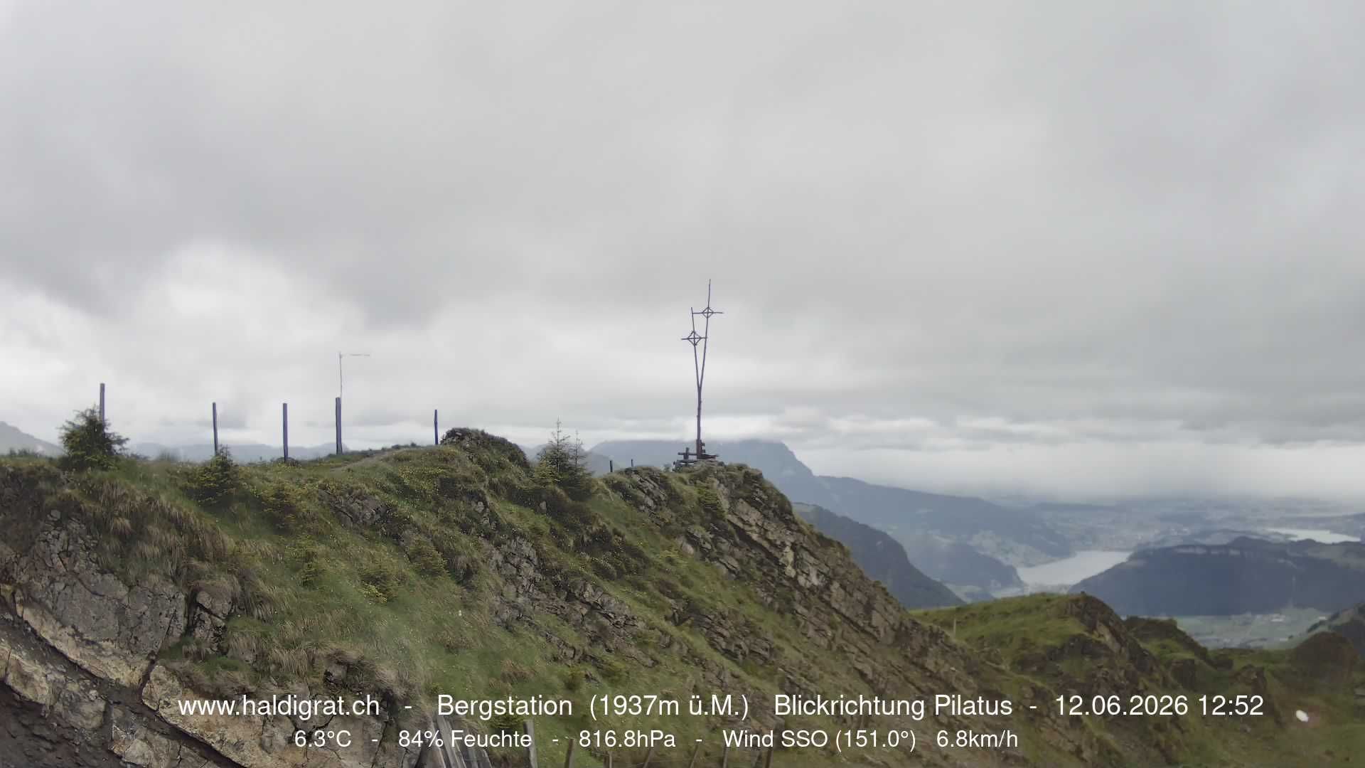 Wolfenschiessen: Bergstation Haldigrat (1937m) Blickrichtung West - Pilatus