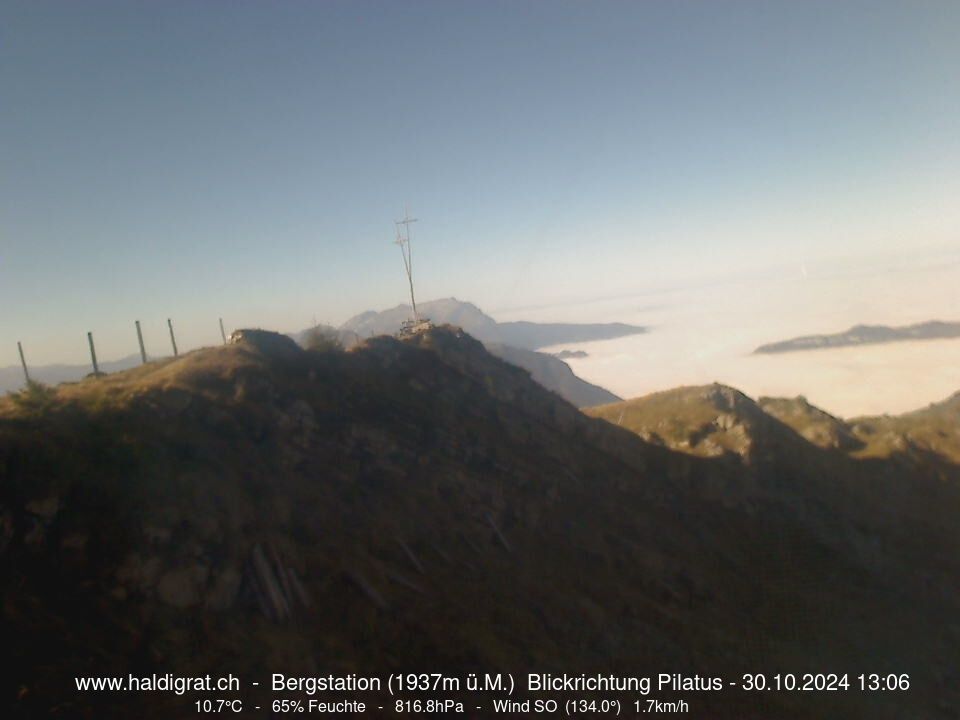 Wolfenschiessen: Bergstation Haldigrat (1937m) Blickrichtung West - Pilatus