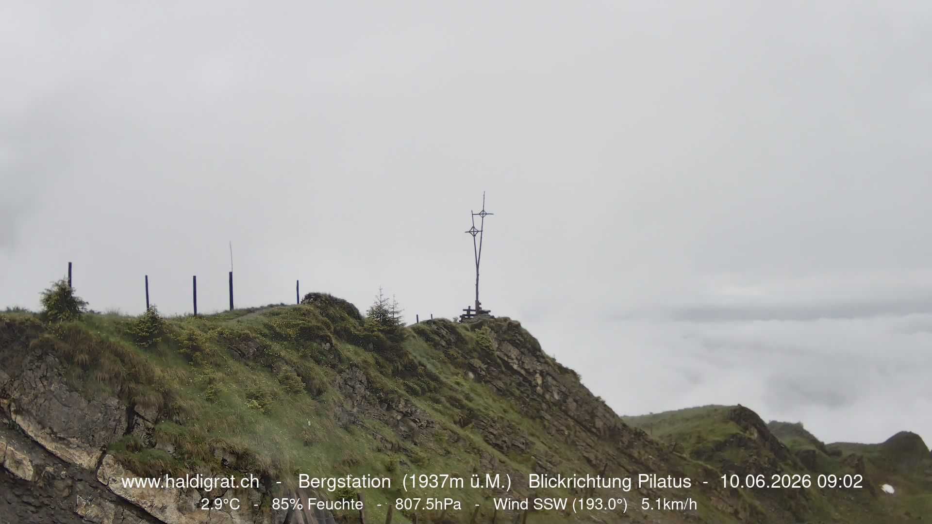 Wolfenschiessen: Bergstation Haldigrat (1937m) Blickrichtung West - Pilatus