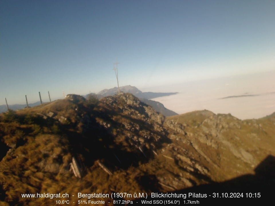 Wolfenschiessen: Bergstation Haldigrat (1937m) Blickrichtung West - Pilatus