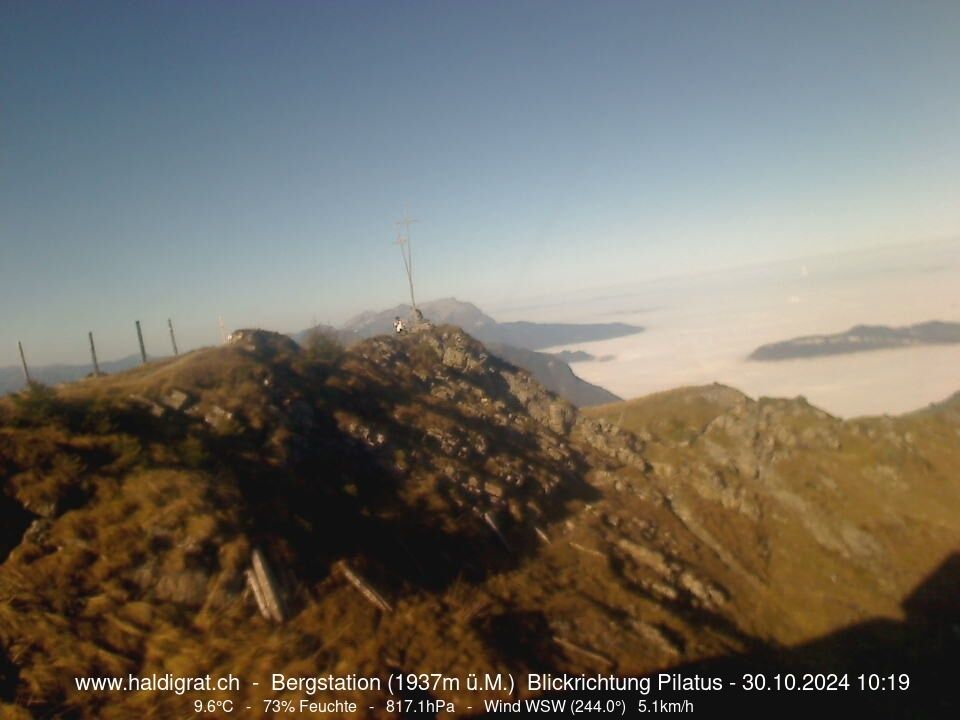 Wolfenschiessen: Bergstation Haldigrat (1937m) Blickrichtung West - Pilatus