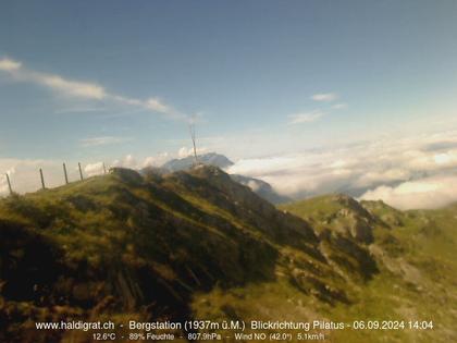 Wolfenschiessen: Bergstation Haldigrat (1937m) Blickrichtung West - Pilatus