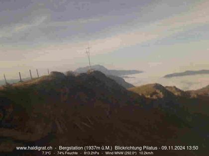 Wolfenschiessen: Bergstation Haldigrat (1937m) Blickrichtung West - Pilatus