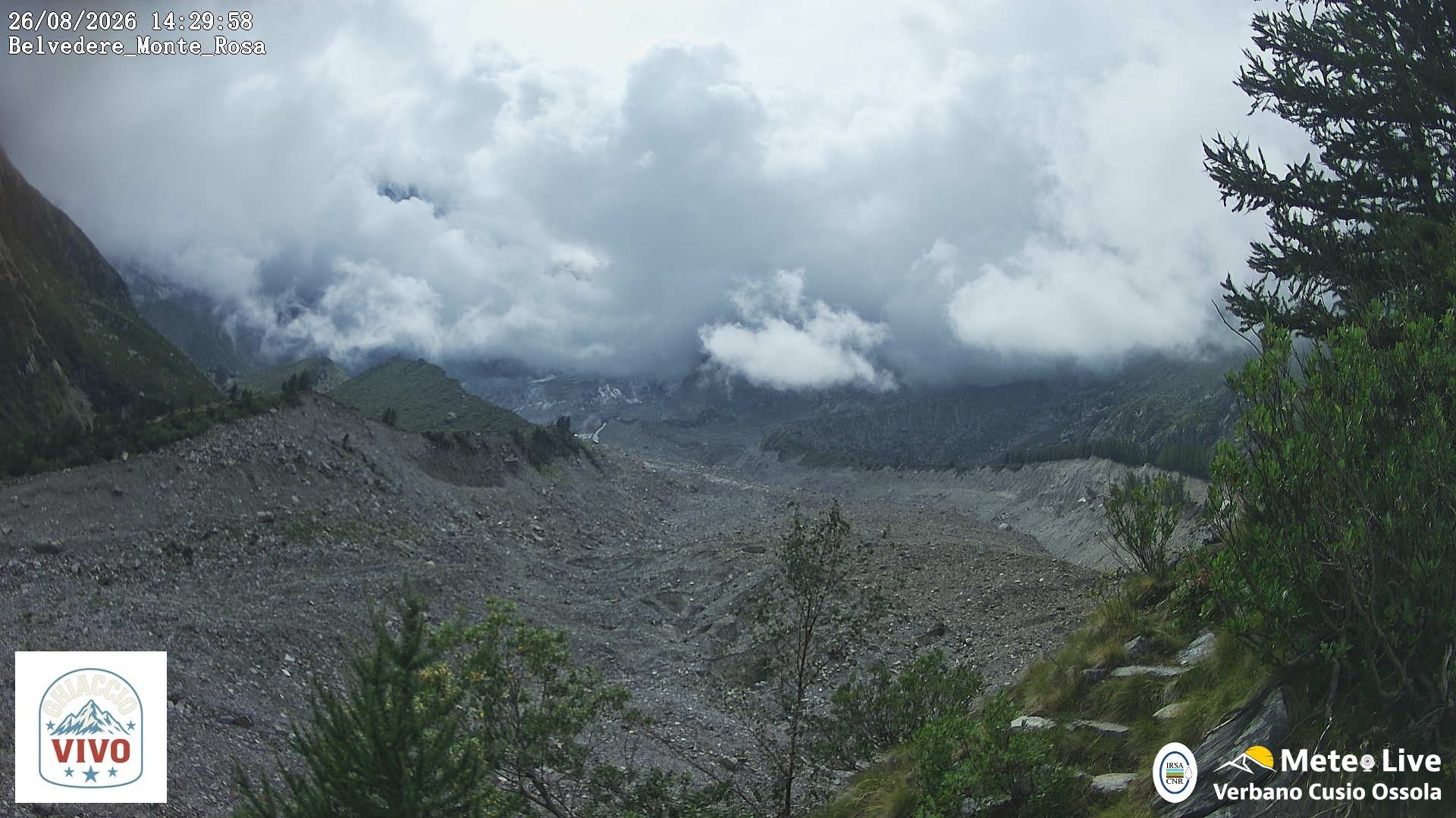 Traffic Cam Macugnaga › South-West: Ghiacciaio del belvedere - Monte Rosa