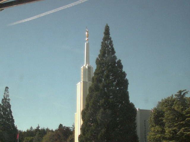 Zollikofen: Mormon Temple - view out of the Computer-Helpcenter Shop-Windows