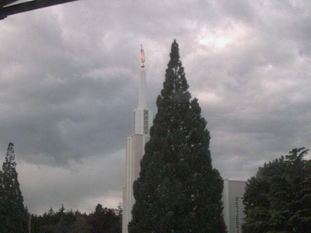 Zollikofen: Mormon Temple - view out of the Computer-Helpcenter Shop-Windows