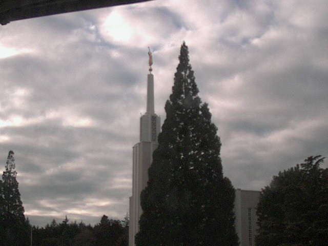 Zollikofen: Mormon Temple - view out of the Computer-Helpcenter Shop-Windows