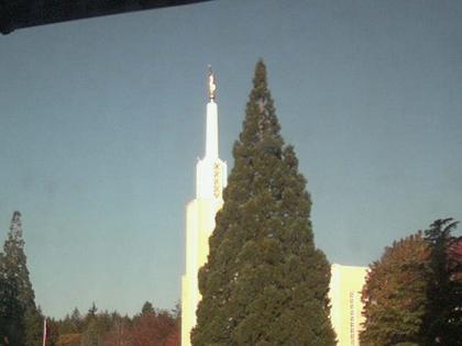 Zollikofen: Mormon Temple - view out of the Computer-Helpcenter Shop-Windows