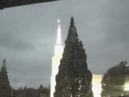 Zollikofen: Mormon Temple - view out of the Computer-Helpcenter Shop-Windows