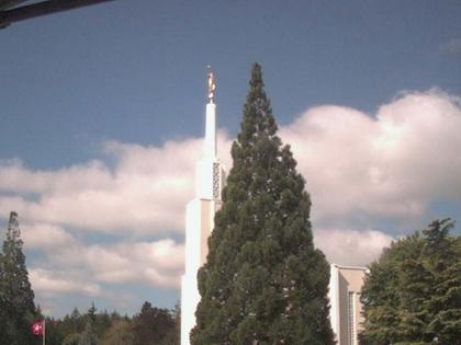 Zollikofen: Mormon Temple - view out of the Computer-Helpcenter Shop-Windows