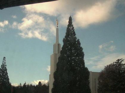 Zollikofen: Mormon Temple - view out of the Computer-Helpcenter Shop-Windows