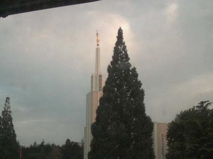 Zollikofen: Mormon Temple - view out of the Computer-Helpcenter Shop-Windows