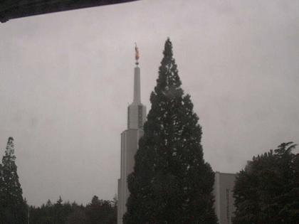 Zollikofen: Mormon Temple - view out of the Computer-Helpcenter Shop-Windows