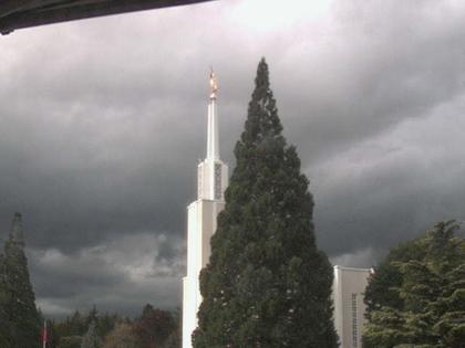 Zollikofen: Mormon Temple - view out of the Computer-Helpcenter Shop-Windows