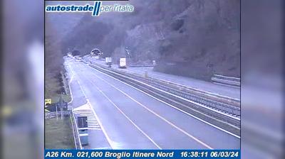 Preview delle webcam di Rossiglione: A26 Km. 021,600 Broglio Itinere Nord
