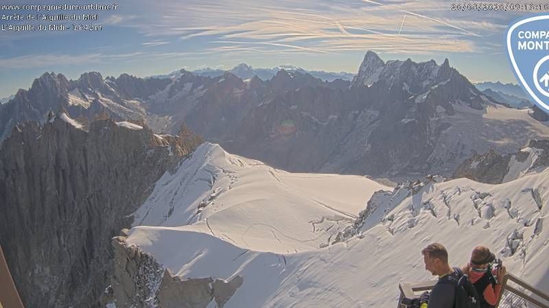 Traffic Cam Les Bossons: From Aiguille du Midi (3.800 mts) looking to East