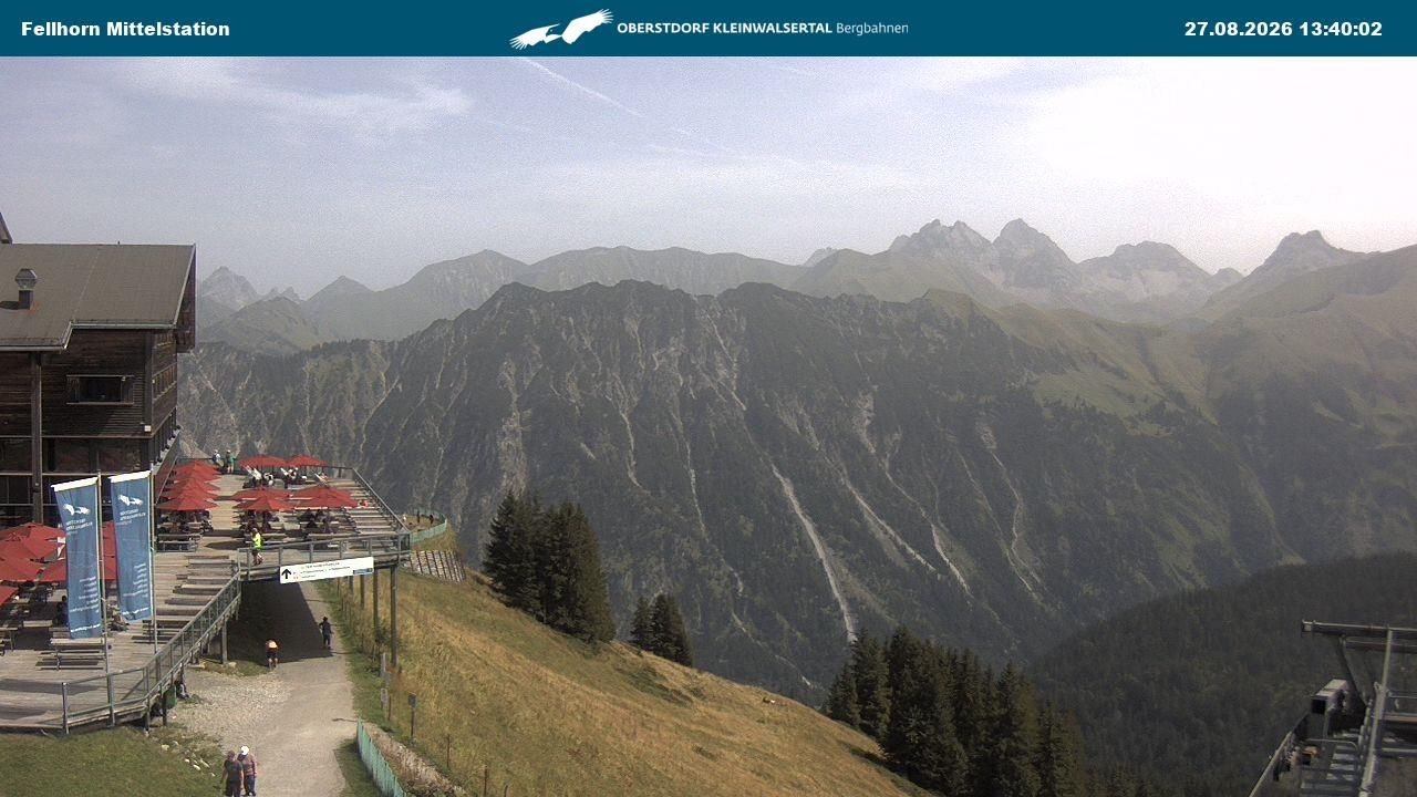 Traffic Cam Gemeinde Mittelberg: Fellhorn I, Fellhornbahn-Station Schlappoldsee, Oberstdorf