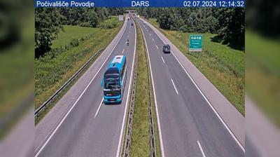 Zadnja slika ob 12h: Avtocesta Karavanke - Ljubljana, počivališče Povodje