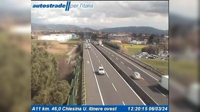 Preview delle webcam di Chiesina Uzzanese: A11 km. 46,0 Chiesina U. itinere ovest