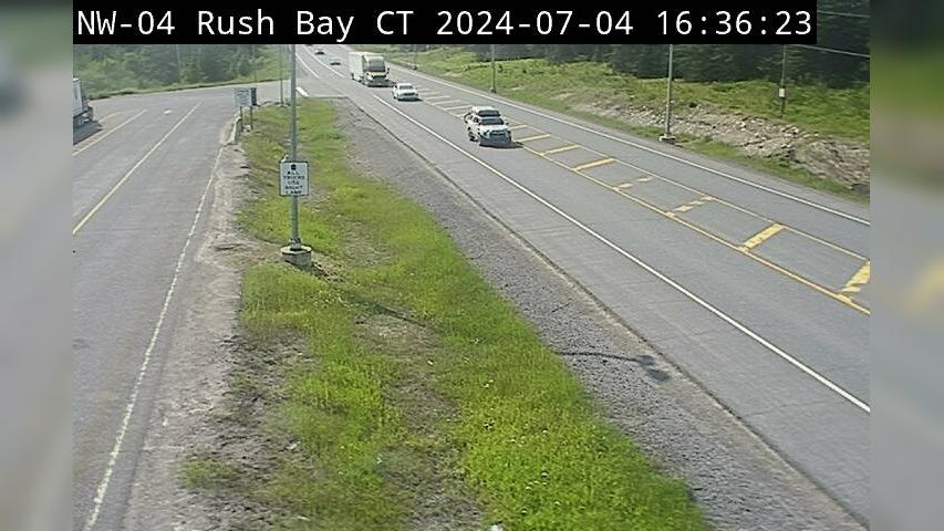 Traffic Cam Unorganized Kenora District: Highway 17 near Rush Bay Rd (Central Time)